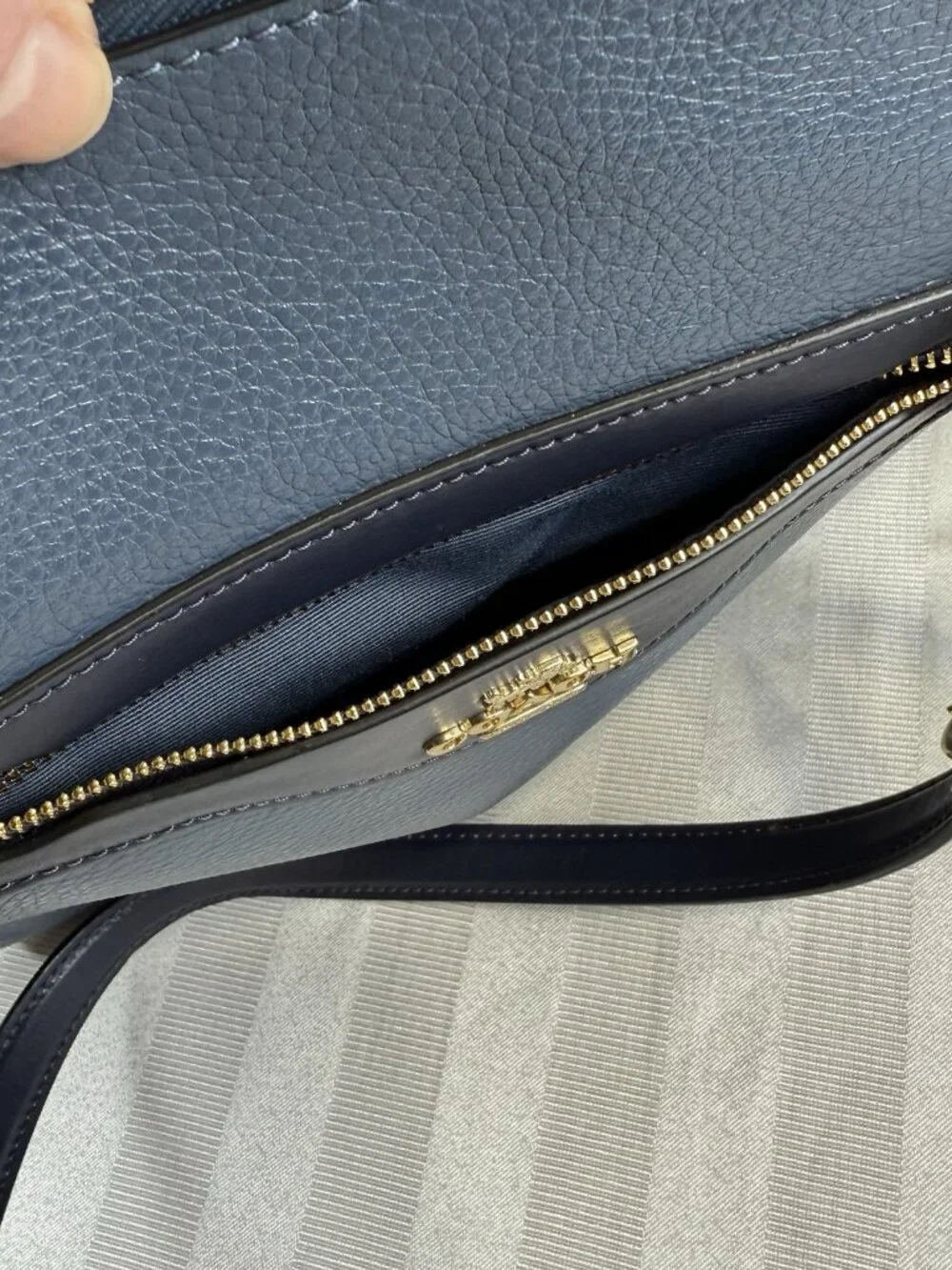 COACH Kleo Carryall C5689 Denim Blue Leather Suede Large Bag *NO Shoulder Strap - Picture 7 of 16